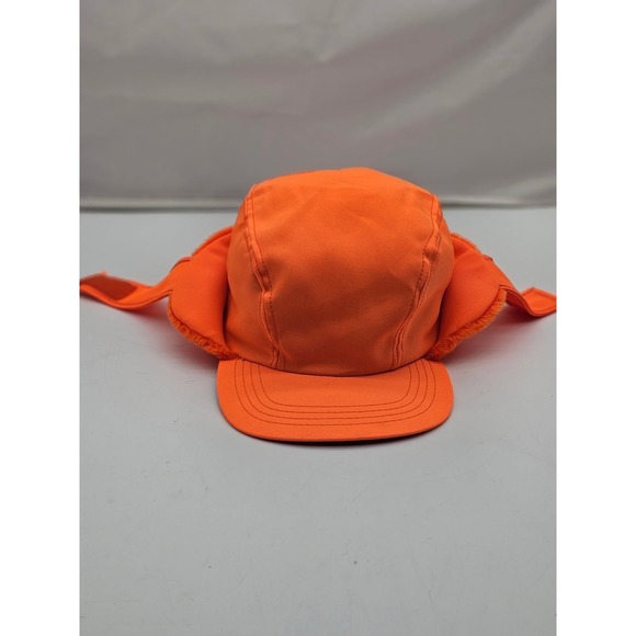 Vintage Made in USA Trooper Winter Trapper Hat Orange with Flaps Hunting - Picture 2 of 12